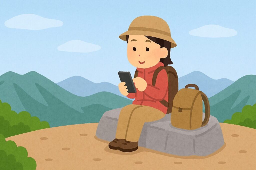 登山記録を書く or SNS投稿する登山者