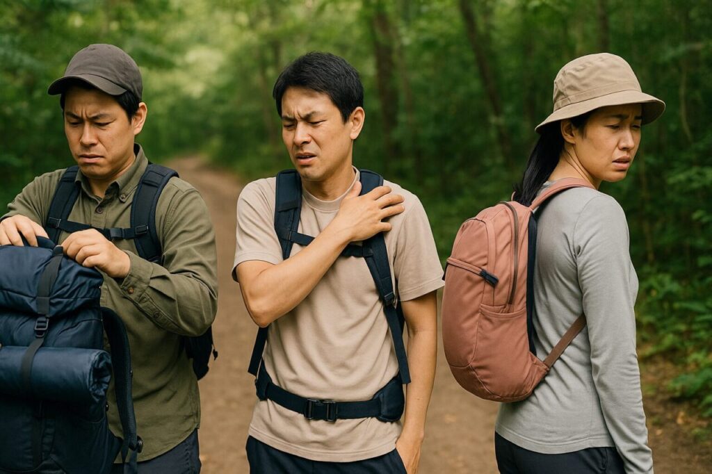 容量不足・フィット不良・通気性の悪さに困っている3人の日本人登山者